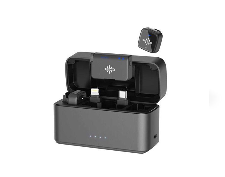 LUUCCO AirMic Combo Wireless Lavalier Microphone – Dual Mic 2.4GHz, USB-C & Lightning, Noise Reduction